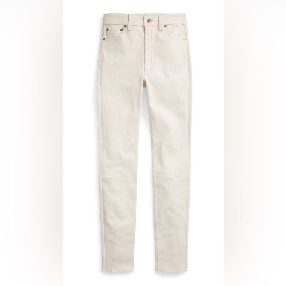 Polo by Ralph Lauren Women's White Slim Lamb Leather Jeans Size 0